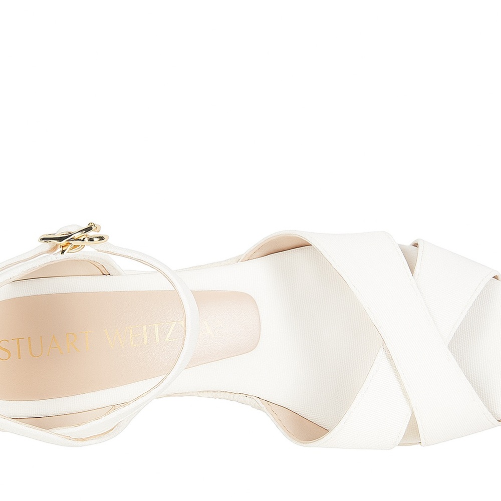 Stuart Weitzman Mirela Wedge Sandals Cream Women’s Size 8C – New - Picture 3 of 6